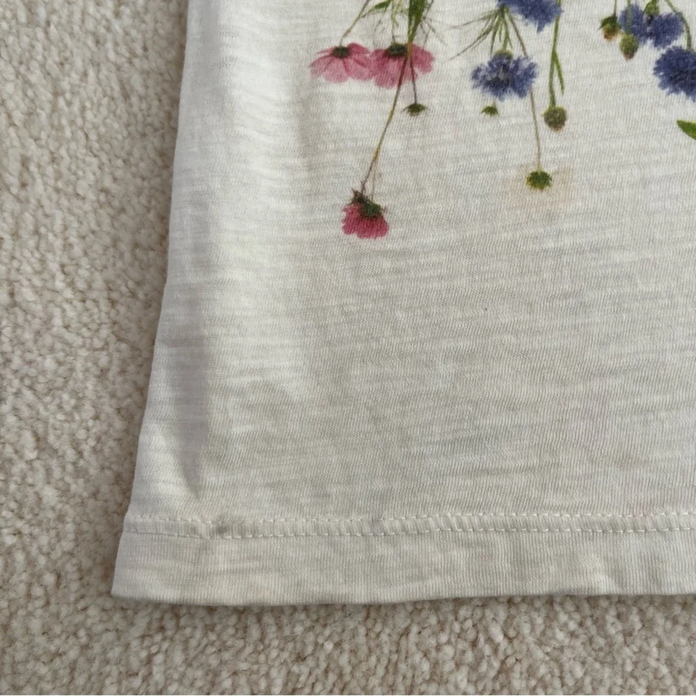 Sleeveless Flower Dress V Neck Ivory/Cream 100% Cotton Made in USA Size Small - Picture 8 of 9